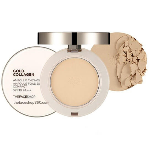 Phấn Phủ Gold Collagen Ampoule Two-Way Pact SPF30 The Face Shop